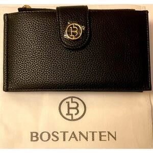 Bostanten Black Pebble Leather Wallet & Card Holder | NEW